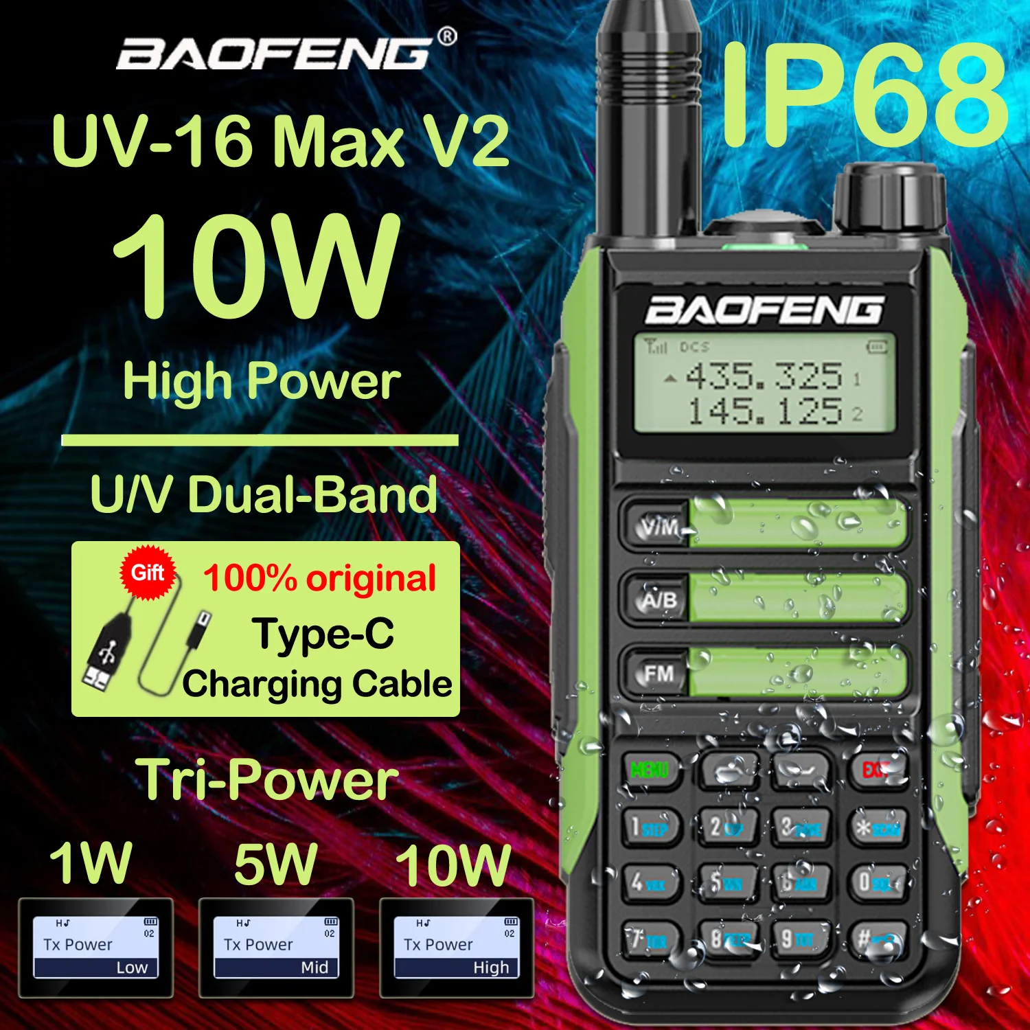 Tanio BAOFENG UV16 MAX V2 10W potężny walkie-talkie dwuzakresowy UV-16