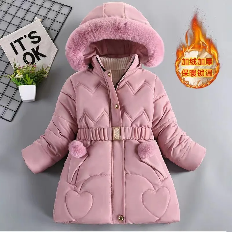 Children Jackets Girls Coat 3 4 5 6 8 10 Years Winter Girls Coat Keep Warm Thicken Kids Jacket Hooded Zipper Fur Collar Princess Outerwear
