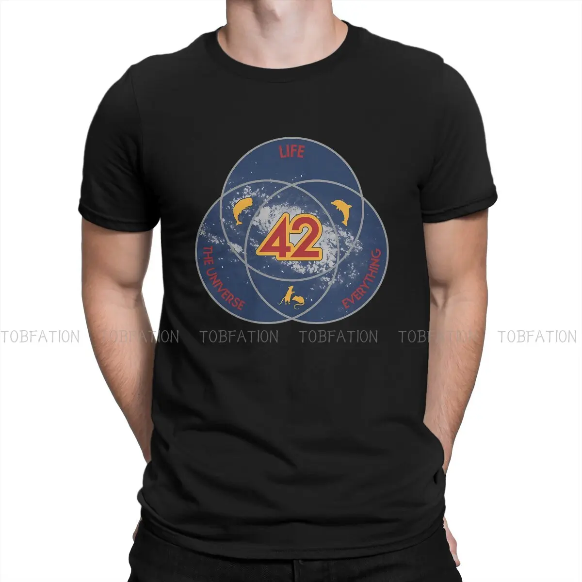 

Venn Diagram TShirt for Men The Answer To Life Basic Casual Tee T Shirt Novelty Trendy Fluffy