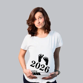 Baby Loading 2026 Print Maternity Shirts Women Pregnancy Announcement T-Shirt Female Pregnancy Clothes New Mom Summer Tops Tee