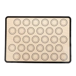 Premium Silicone Non - Stick Baking Mat with 30 Pre - measured Circles - Heat Resistant Cookie & Macaron Sheet, 42x29.5cm (Black)