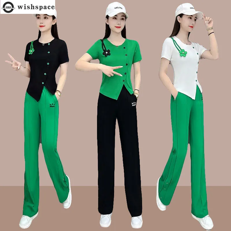 2022 Summer Large Women's Wear Cotton Leisure Sports Suit Women's Korean Version Slim Short Sleeved Pants Two-piece Set 2022 weekly planner business work daily planner school study monthly planner notebook english version