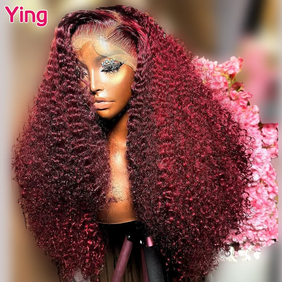 

Ying 12 A Curly Wave 99j Burgundy 13x6 Lace Front Wig 180% 13x4 Lace Front Wig PrePlucked With Baby Hair 5x5 Lace Wig Remy Hair