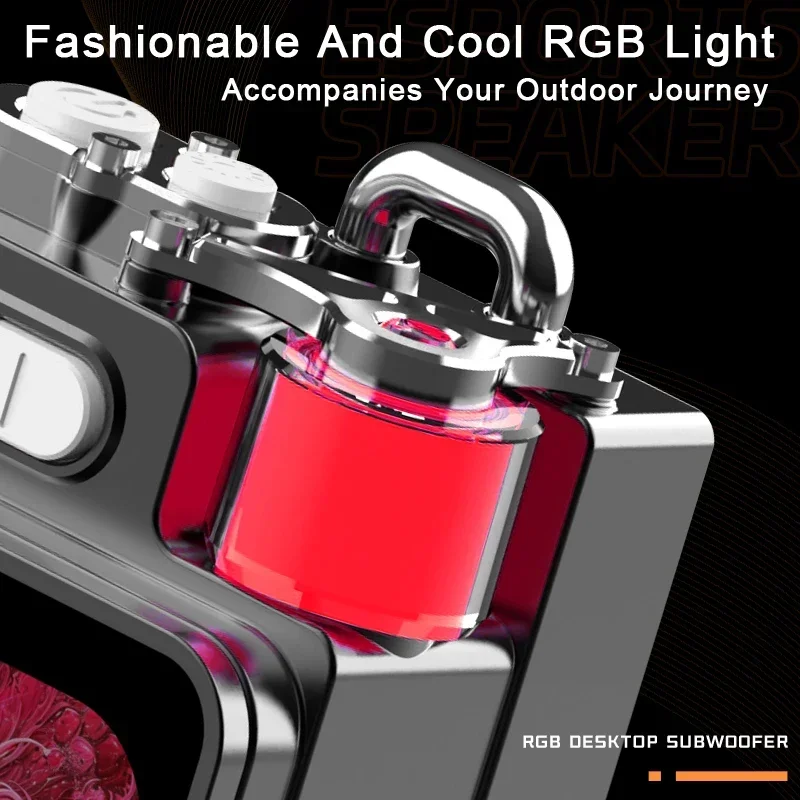 Portable Wireless Bluetooth Speaker Stereo Surround Metallic Outdoor Speaker LED Display Screen with RGB Desktop Subwoofer