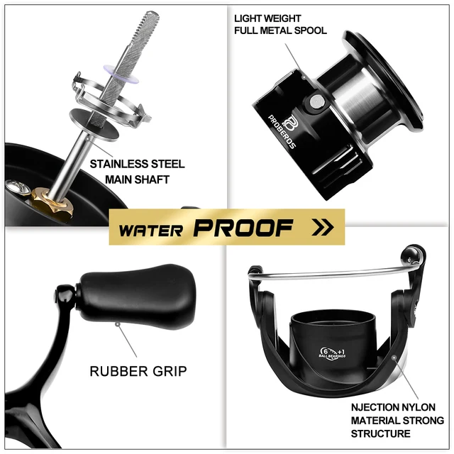 PROBEROS Fishing Reel 1000-4000 Series Metal Spool Spinning Wheel Water  Proof Reel 6.2:1 Gear Ratio Left&Right Handle changeable - AliExpress