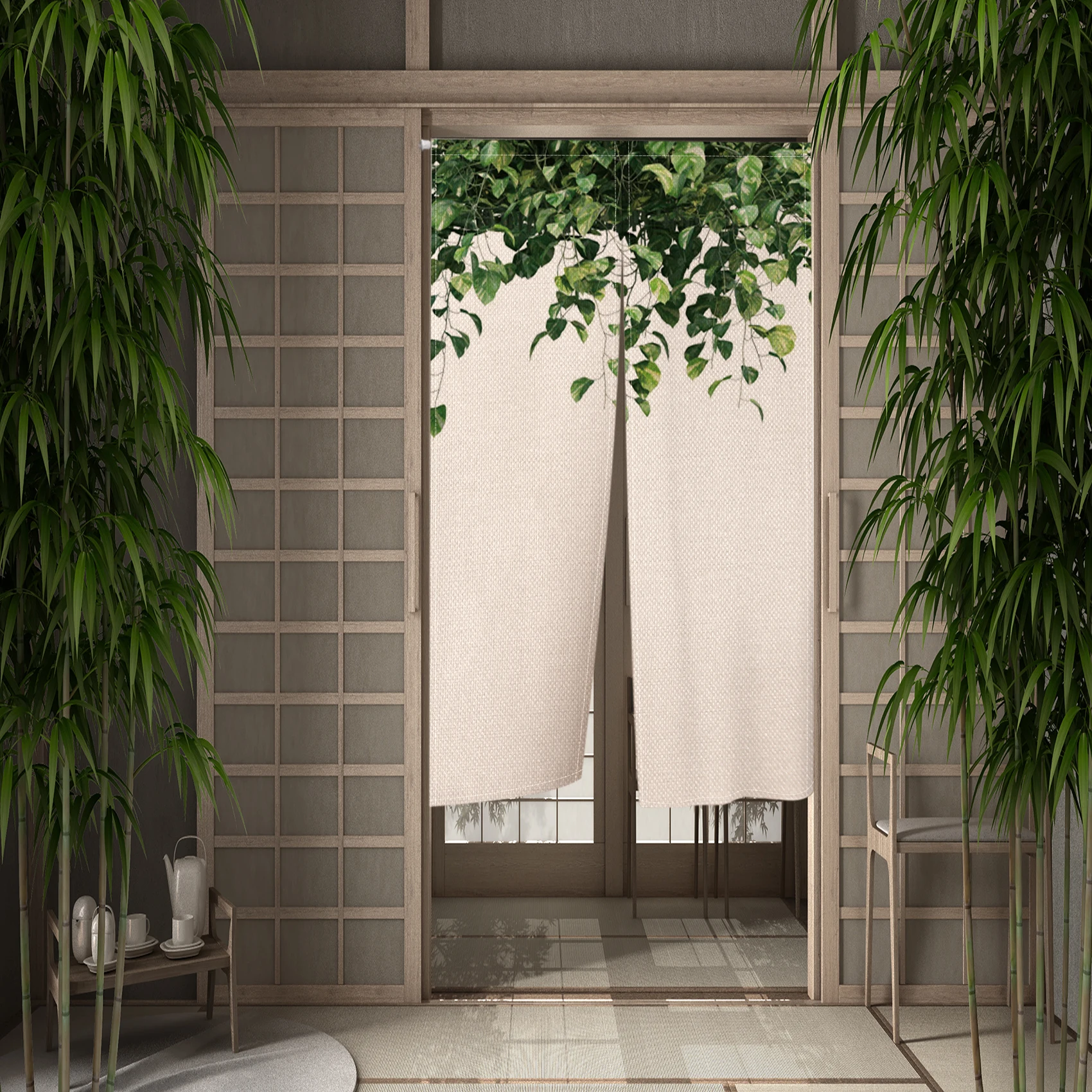 Tropical Plants Leaves Door Curtain Japanese Botanical Doorway Curtains for Living Room Bedroom Entrance Partition Noren 4