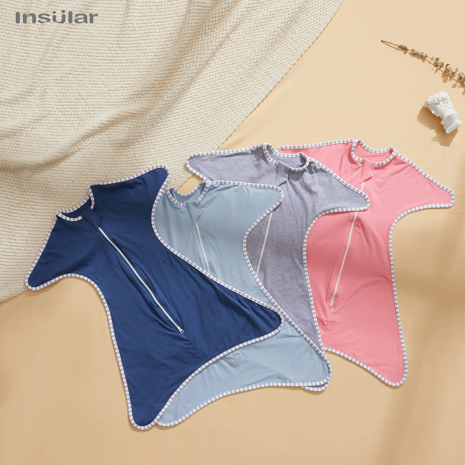 Insular Newborn Baby Girl Boy Anti-Startle Cotton Baby Wrap Receiving Swaddling Blanket 4