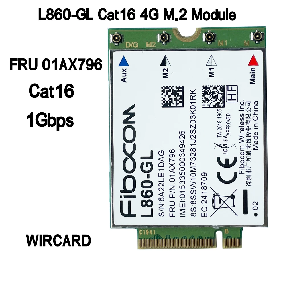 Módulo Wwan Cartão para x1 7th 8th x1 Yoga 4th T490 T14 P14s T14s X13 P15s T15g 01ax796 4g Módulo Lte L860-gl 4g