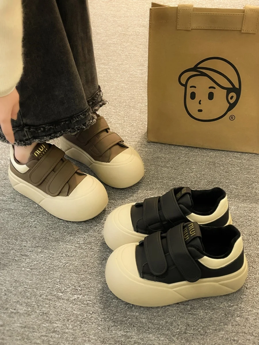 

Small White Shoes Clogs Platform Round Toe Shallow Mouth Casual Female Sneakers Creepers Winter New Cotton Fabric PVC Leisure Ho
