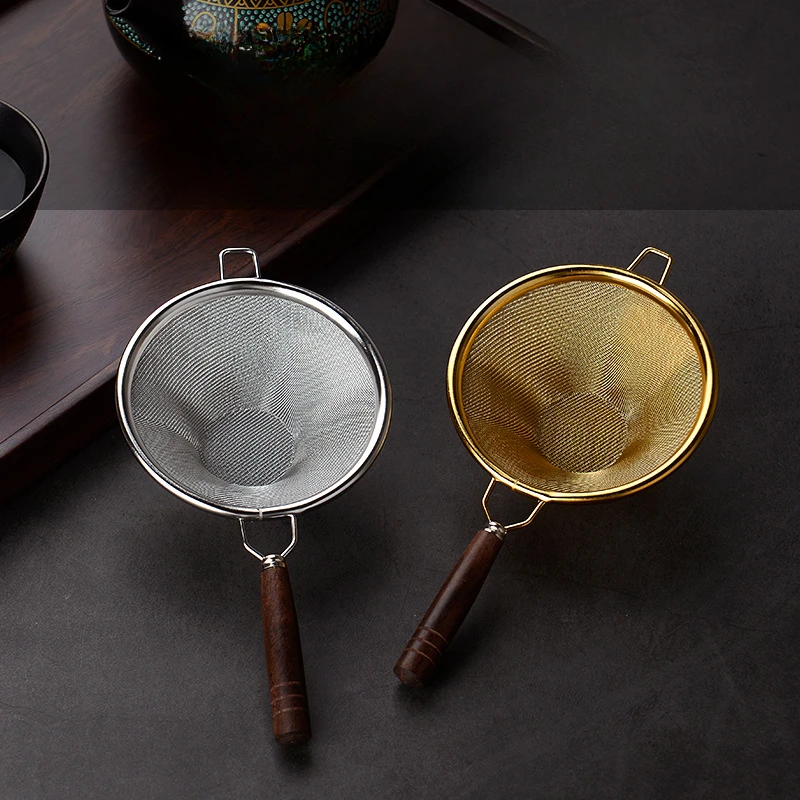 

Wooden Handle Reusable Tea Strainer Stainless Steel Fine Leak Mesh Sieve Tea Leaf Infuser Coffee Filters Teapot Accessories