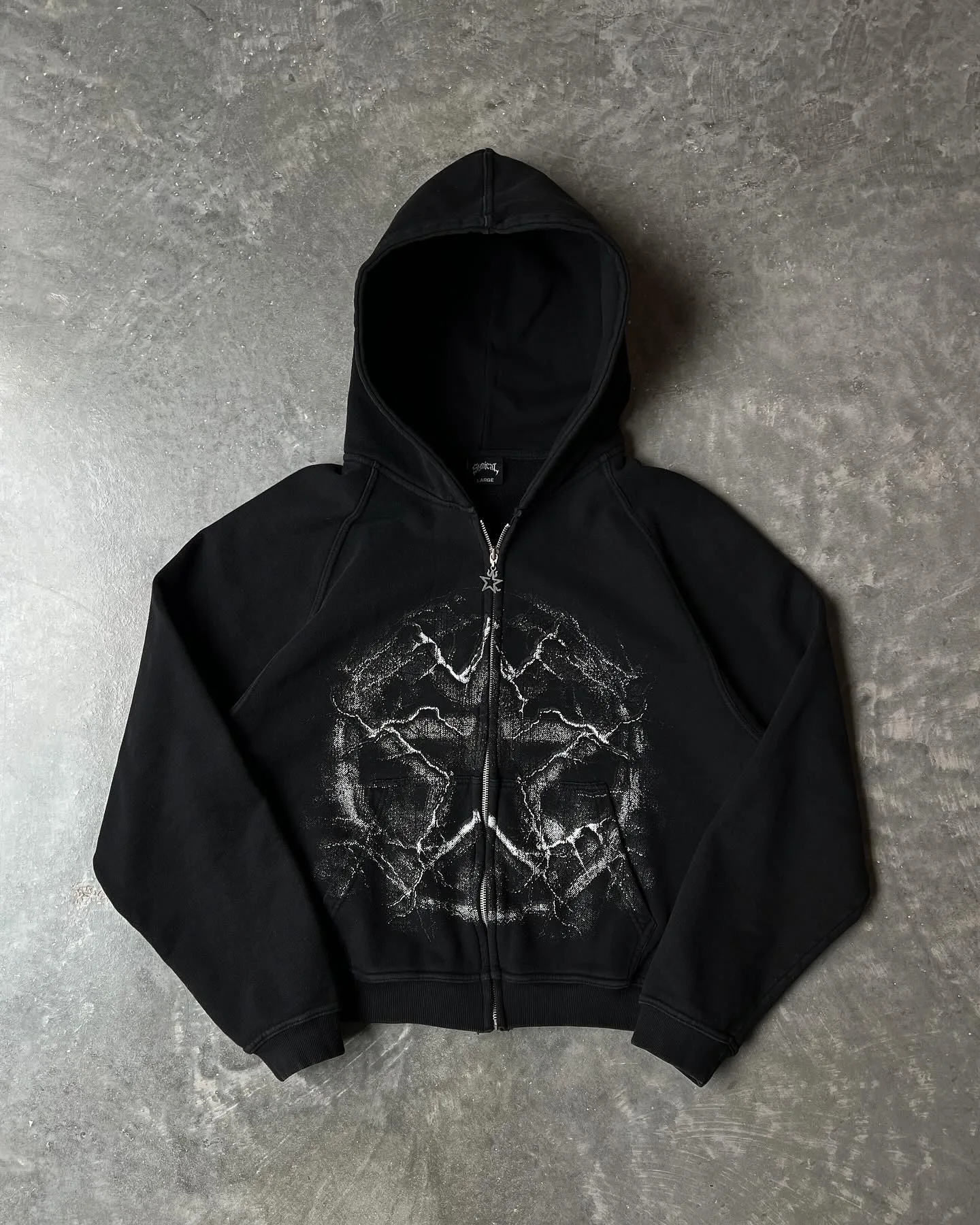 

Retro Pattern Printed Zippered Hoodie Autumn and Winter For Men and Women's Harajuku Punk Street Loose Couple Hooded Sweatshirt
