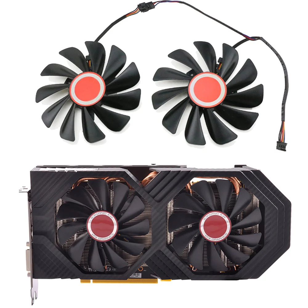 

2pcs/set 95MM FDC10U12S9-C CF1010U12S for XFX RX580 GPU Cooler Fan for HIS RX 590 580 570 Vega 56 64 Graphics Card Cooling Fan