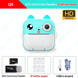 Kids Instant Print Digital Camera with 32GB Memory - 1080P HD Photo & Video (Q5 6Paper 32G)