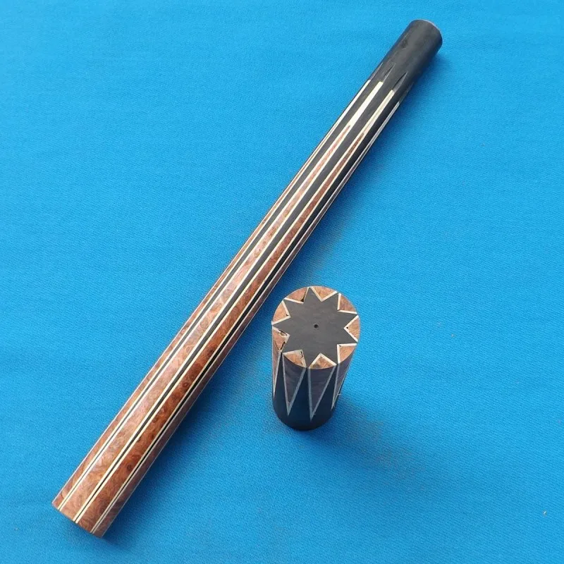 

Spliced 9 Prong Ebony/Ebony +AMBOYNA +Burl Wood Forarme Butt Set -Standard Size for Pool cue Billiard Stick Model-9