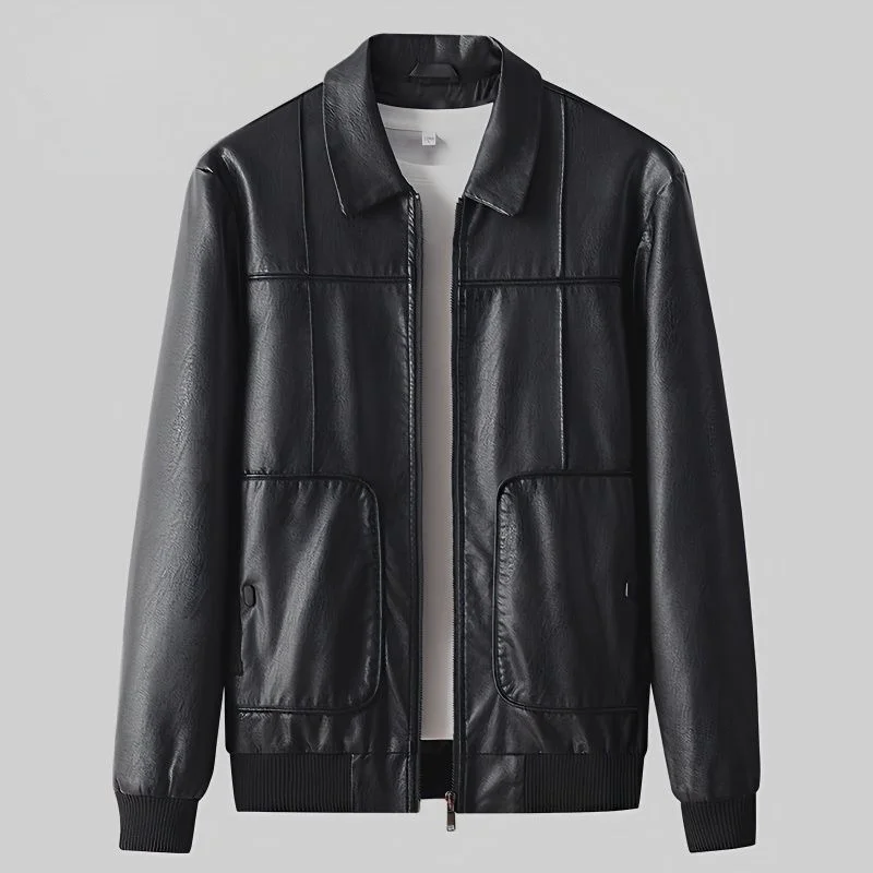 

High-end Men Leather Jacket Fleece Lined Bomber Pu Motorcycle Military Tactical Biker Autumn Winter Coats