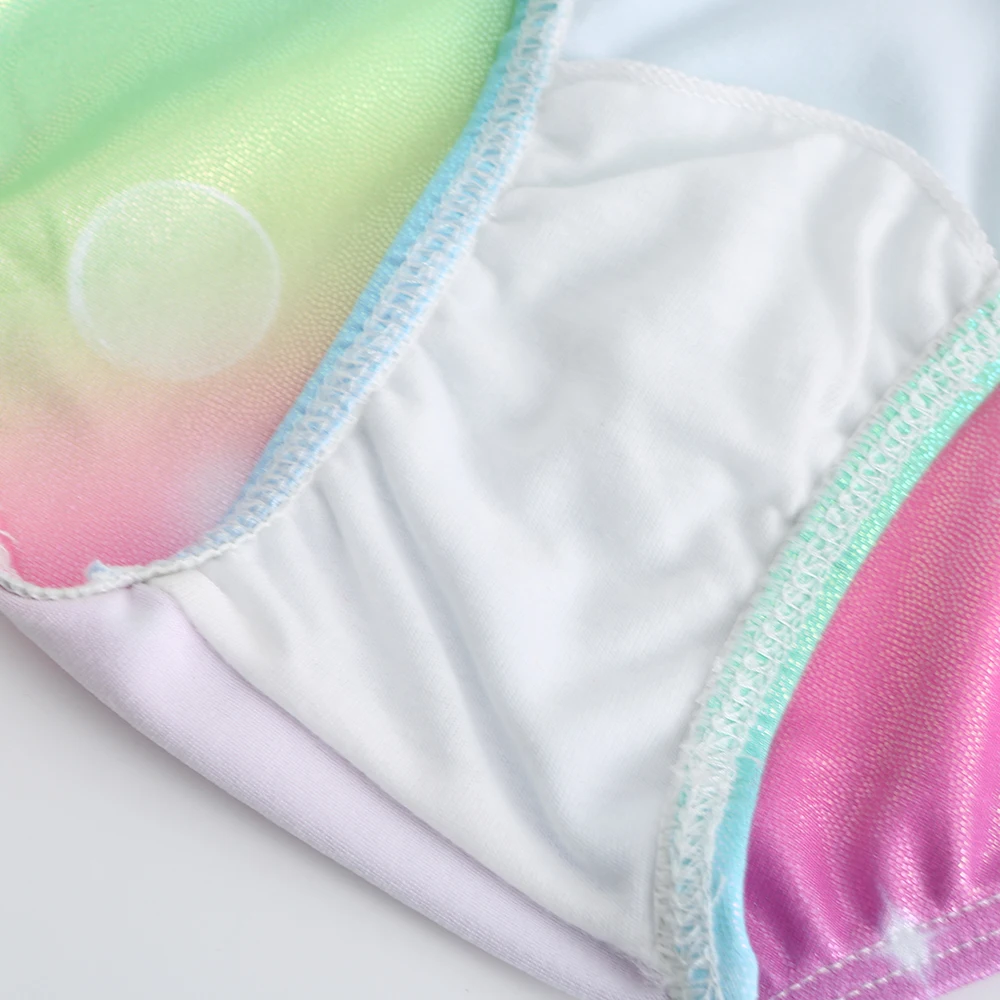 Hochwertige, preiswerte Kinder-Mädchen-Kind-Spandex-Wettbewerbs-Regenbogen-Sterntanz-Gymnastik-Trikots zum Verkauf – Detail 13