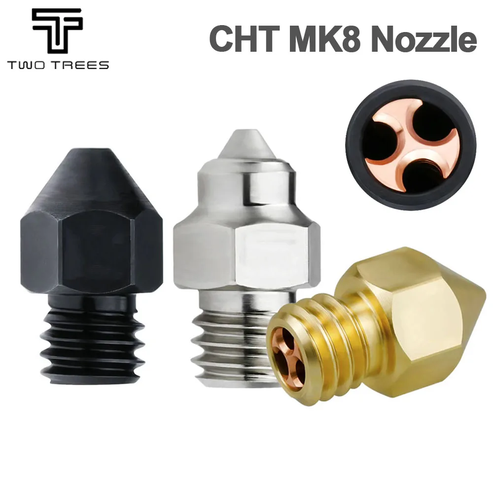 

Twotrees MK8 CHT Nozzle Hardend Steel brass Bimetallic 0.4 0.6 0.8mm High Flow Clone CHT Nozzles for Ender 3 Ender 5 3d printer