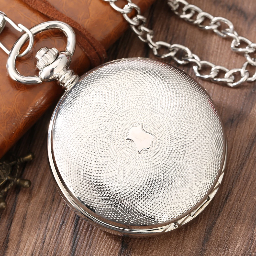 Silver Hollow Semi-Automatic Mechanical Pocket Watch Hand Wind Birthday Gifts for Men Women Jewelry Sets Gift Relogio De Bolso