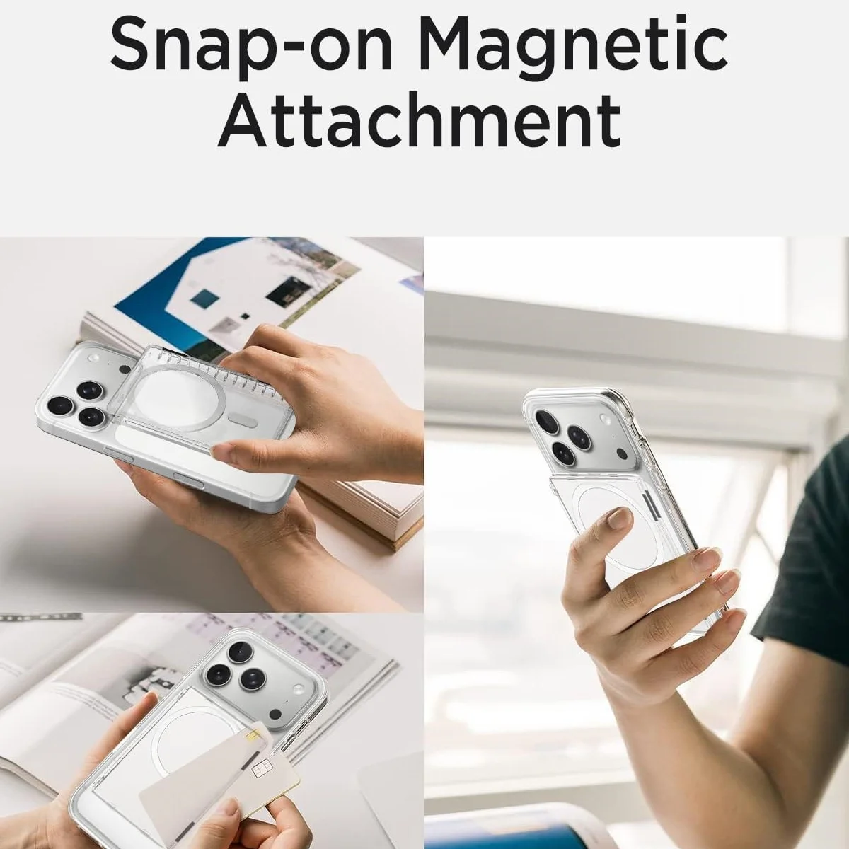 Magnetic Clear Wallet with Secure Flip Cover and 2-Card Holder