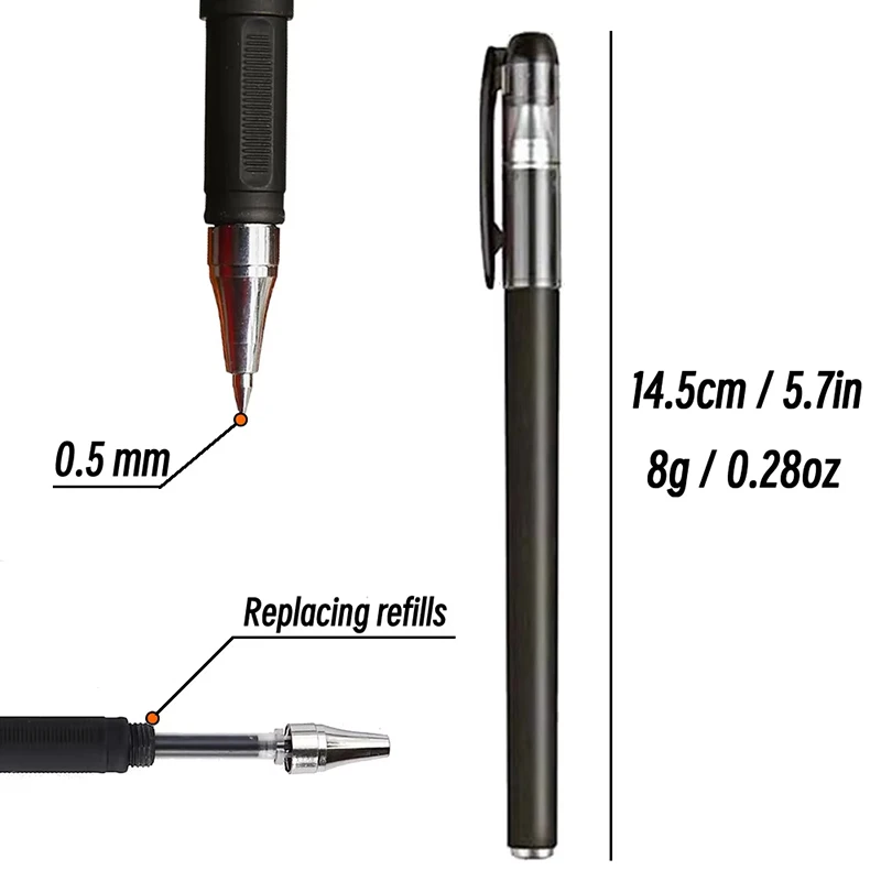 Black Gel Pens 0.5mm Ballpoint Writing Supplies Office Accessories