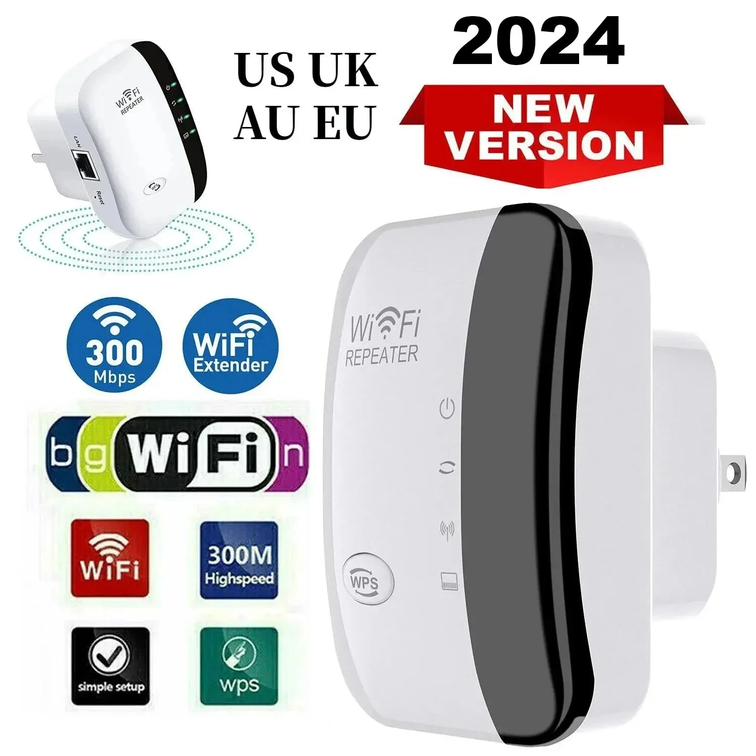 Wifi Repeater Wireless Signal Amplifier Extended Network Enhancer EU US Home Router 300m Thro Image 2