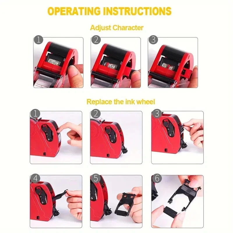 Eink Price Tag Plastic Price Label Holder MX-5500 8 Position Handheld Price Label Gun with 1 Ink Coder for Retail Store Supermarket