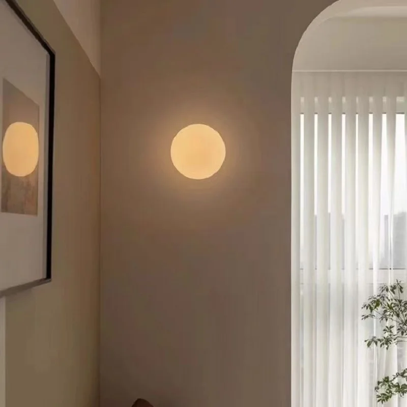 LED Sphere Glass Wall Lamp Minimalist Designer Living Room Background Wall Lamp Bathroom Sphere Bedroom Bedside