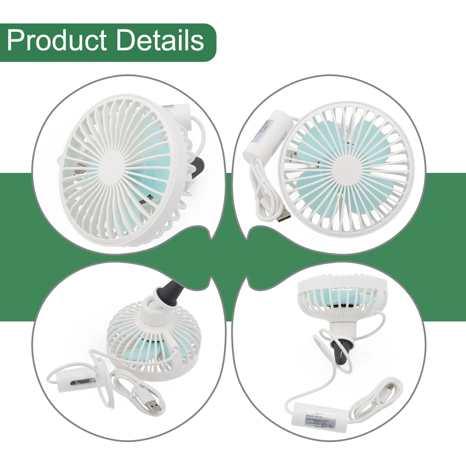 

Car Fan USB Fan With Night Light 360° Rotating Clip Fan For Car Truck SUV RV 2024 Hot Sale Brand New And High Quality
