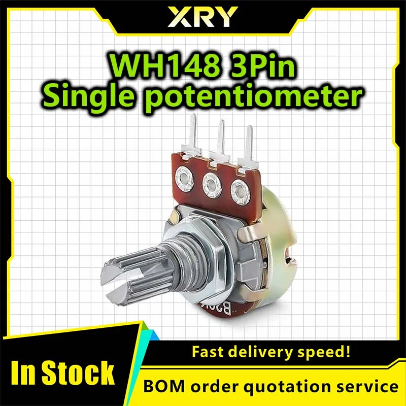 10PCS WH148 15mm 3pin linear potentiometer with nut and washer 1K 2K 5K 10K 20K 50K 100K 250K 1M potentiometer kit