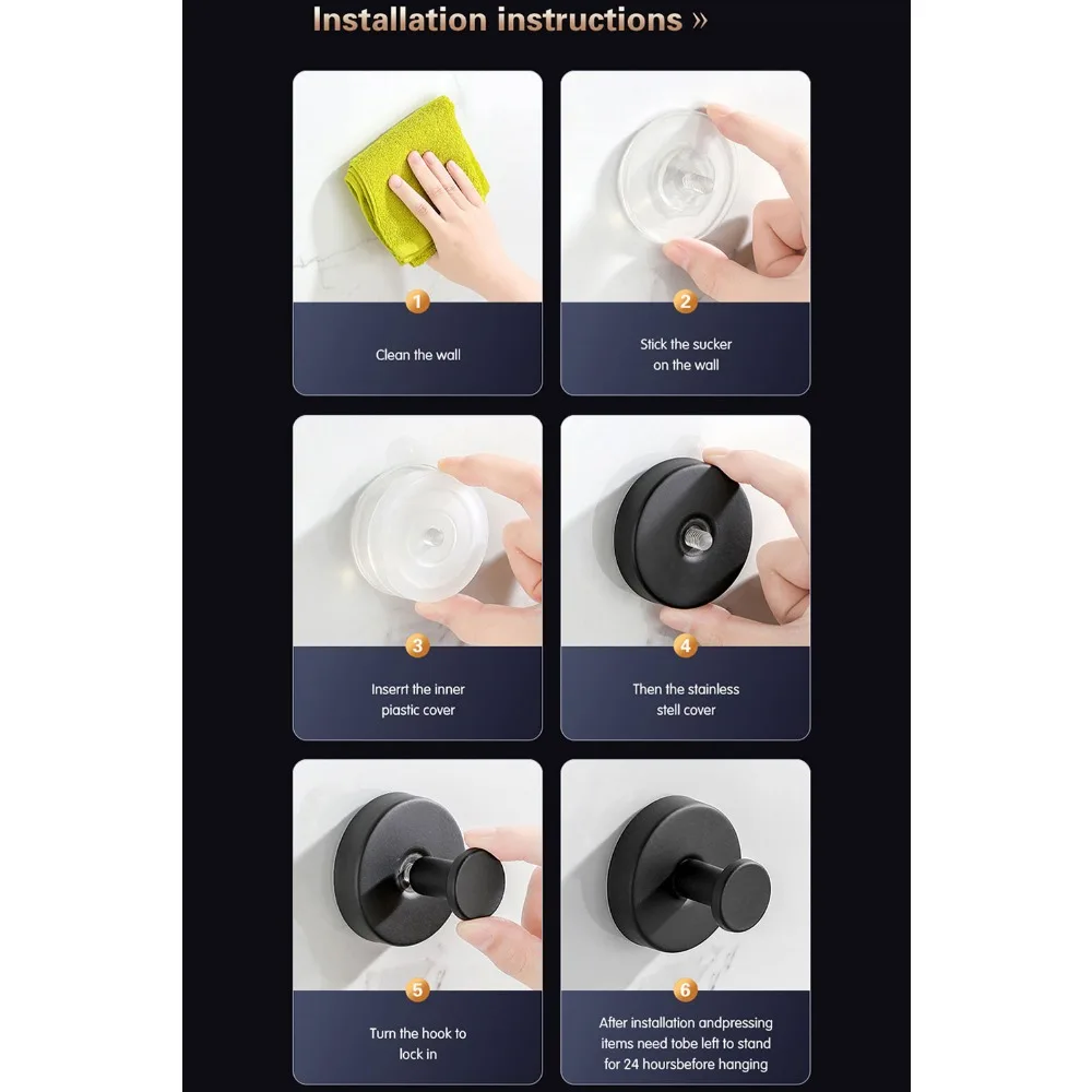Stainless Suction Cup Hook Strong Vacuum Bathroom Suction Cup Hooks Waterproof Towel Holder Metal Reusable Wall Hanger 4