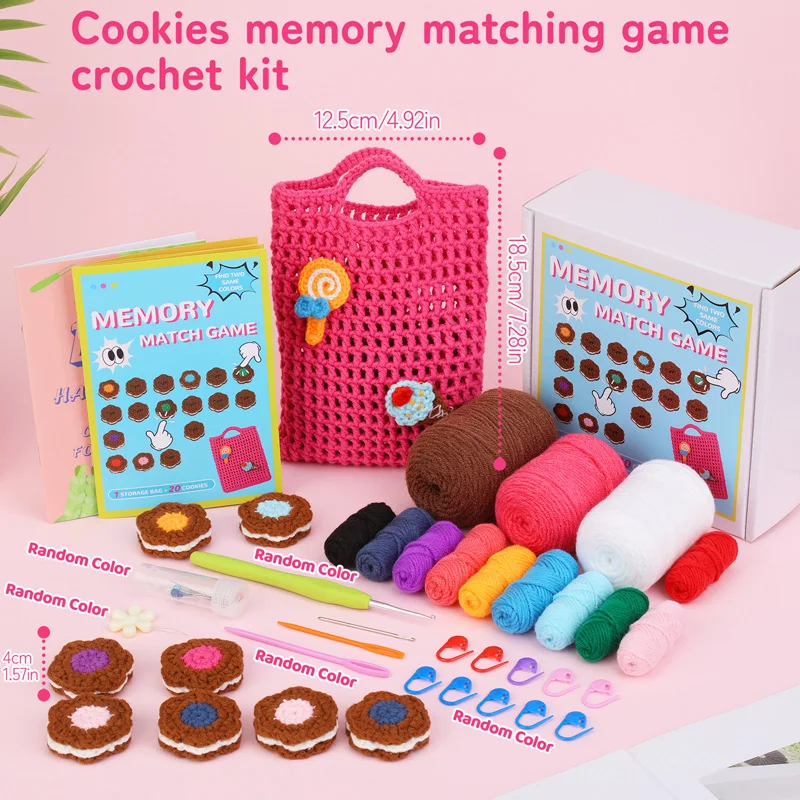MIUSIE Crochet Kit for Beginners,Memory Matching Game,Crochet Start Kit with Step-by-Step Video Tutorials,Crochet Accessories