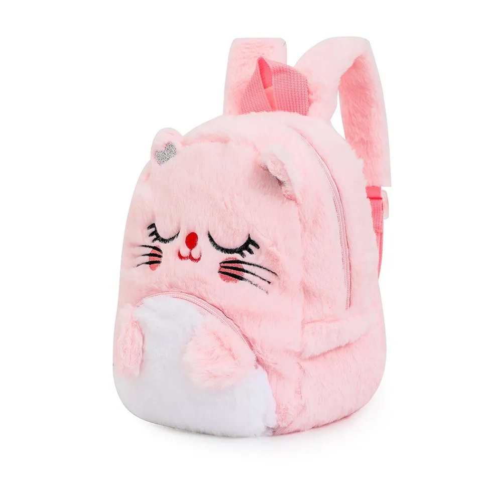 Girls and Boys Kindergarten Shoulders Bags Children's Cartoon Unicorn Plush Big Eyed Backpack Children's Colorful Plush Backpack 3