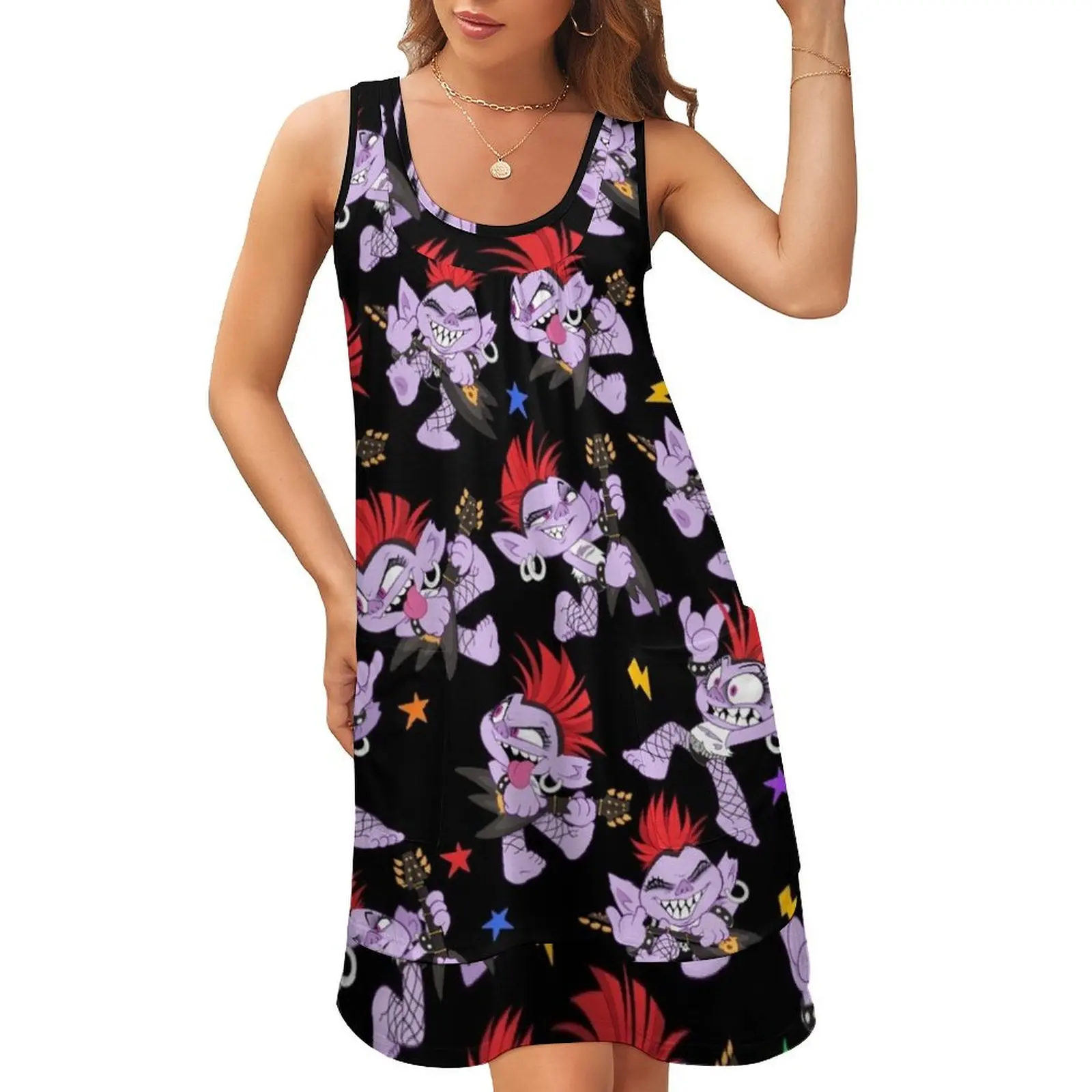 

Queen Barb Forever! Sleeveless U-Neck Fake Two Piece Dress dress for woman summer dress daily Elegant gowns