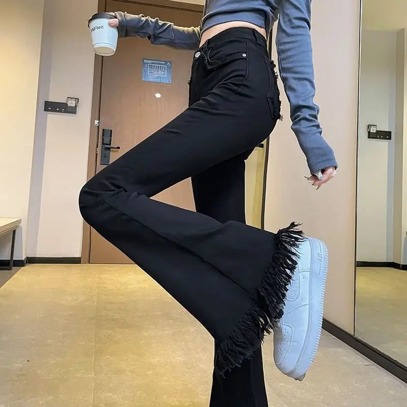 Flare Jeans With Black Jeans Fringe Bottom Bell Bottoms Jeans