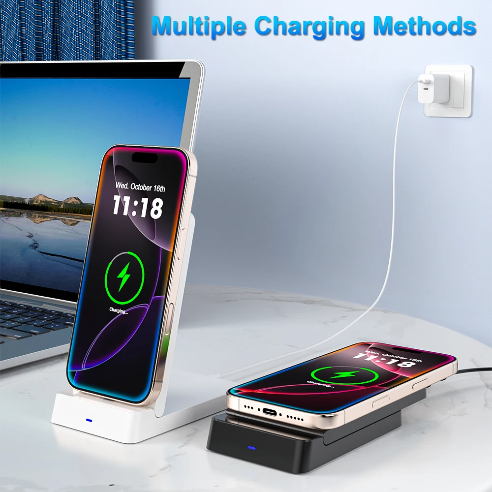 Wireless Fast Charger Stand Folable Phone Holder For iPhone 17 16 15 14 13 12 Pro Max 11 Samsung Desktop Single Charging Station