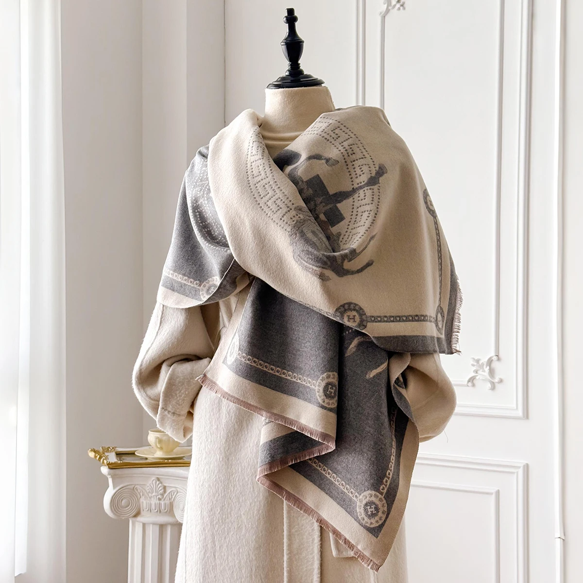 وشاح كشمير شتوي فاخر جديد للنساء، بتصميم دافئ من ا...