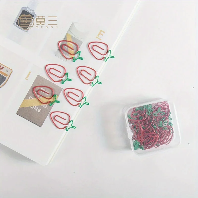 5pcs Strawberry Paper clip, cute office daily accessories