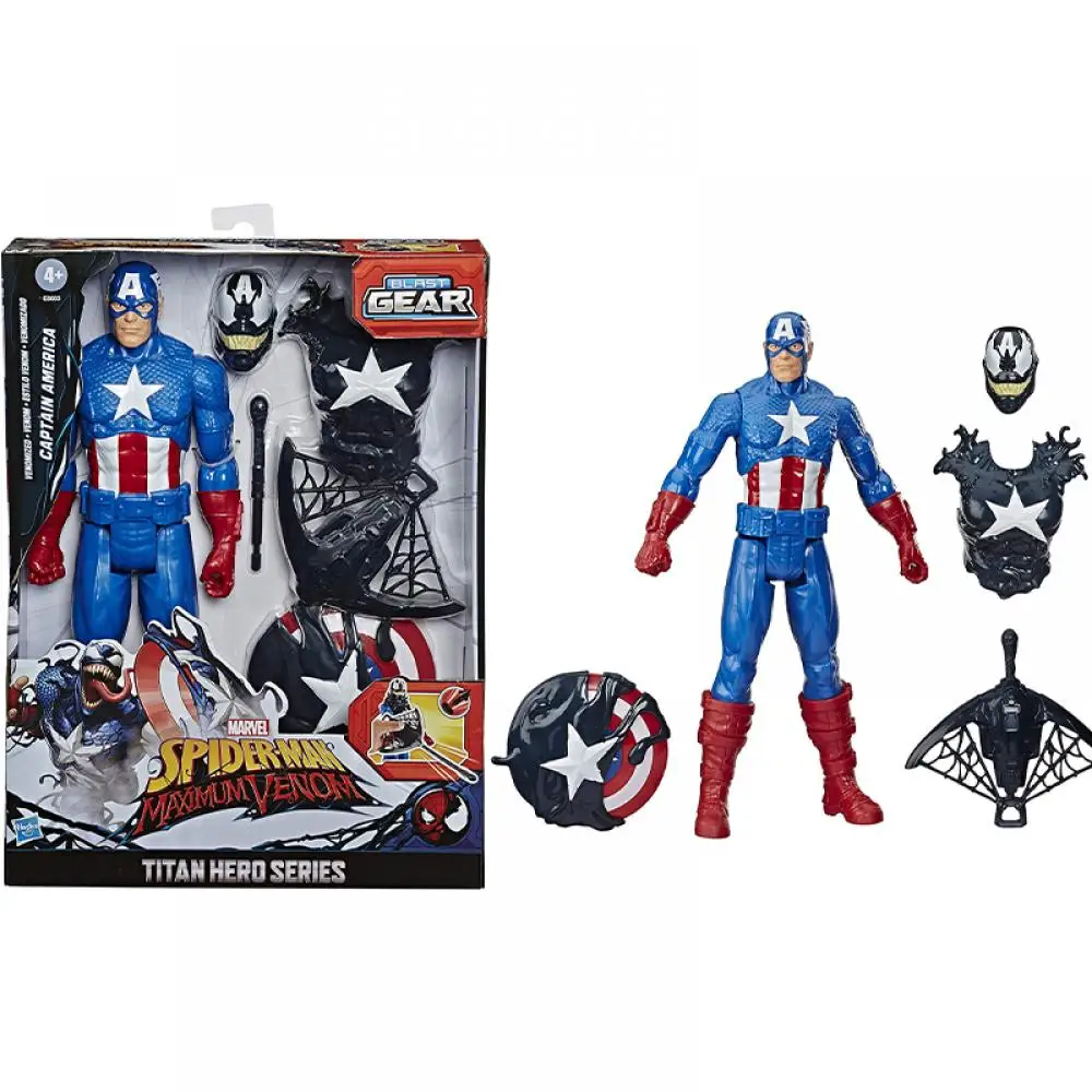 

Hasbro Marvel Titan Hero Series Spider-Man Maximum Venom Titan Hero Venom Captain America with Starter Accessories Kids Gifts