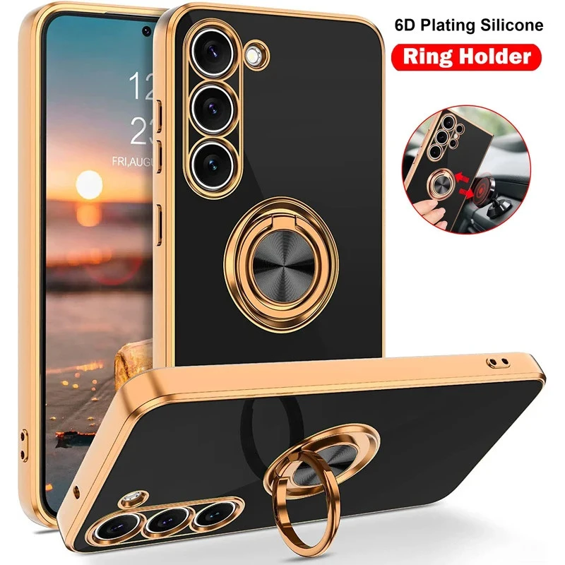 Enhanced Plating Metal Ring Holder Phone Case with 5G Compatibility