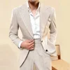 Fashion Striped Suits for Men 2 Piece Elegant Single Breasted Peak Lapel Outfits Business Casual Male Suit (Blazer+Pants) 2