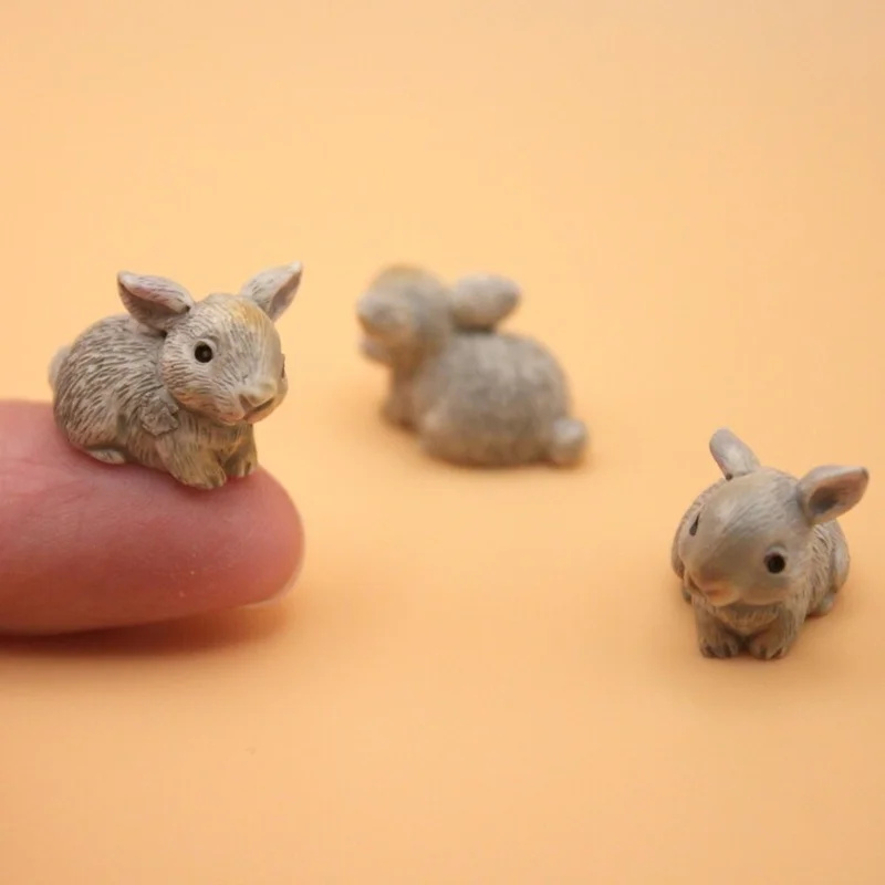 Plastic Mini Rabbit Micro Mini Resin Animals 50 PCS Mini Resin Rabbits Luminous Bunny Tiny ...