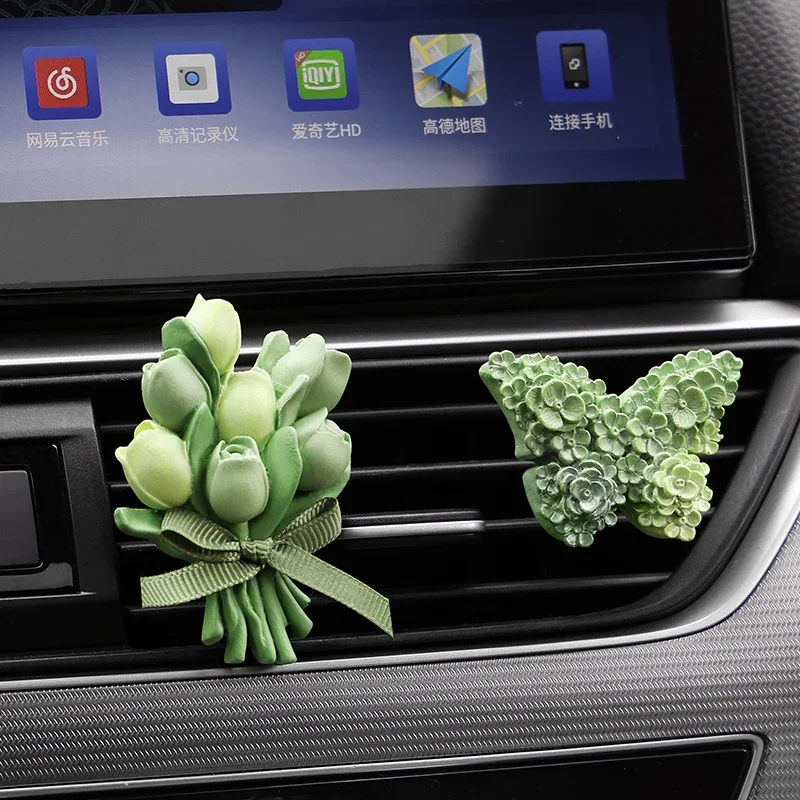 

Green tulip refueling duck car outlet expansion stone car aromatherapy perfume air conditioning decorative ornaments accessories