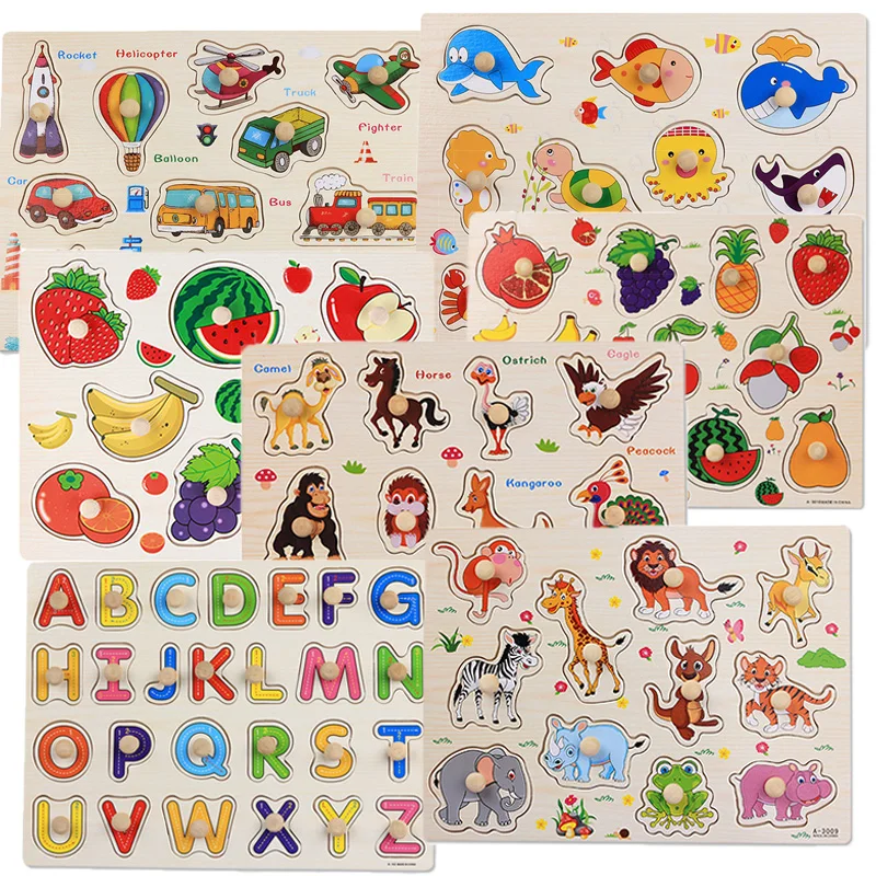 

Montessori Child Puzzle Baby Toys Puzzle Board Jigsaw Early Learning Toys Educational Wooden Puzzles For Kids 1 2 3 Years