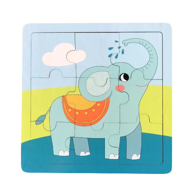 Enhanced Wooden Puzzle Set for Toddlers - Cartoon Animals & Vehicles Educational Toy