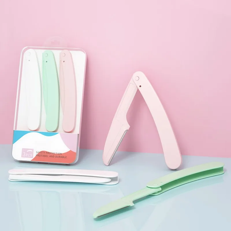 3pcs/Set Foldable Eyebrow Trimmer Set Women Facial Hair Remover Stainless Steel Blades Eyebrow Shaper Beauty Makeup Tools eyebrow trimmer set eyebrow trimmer eyebrow scissors
