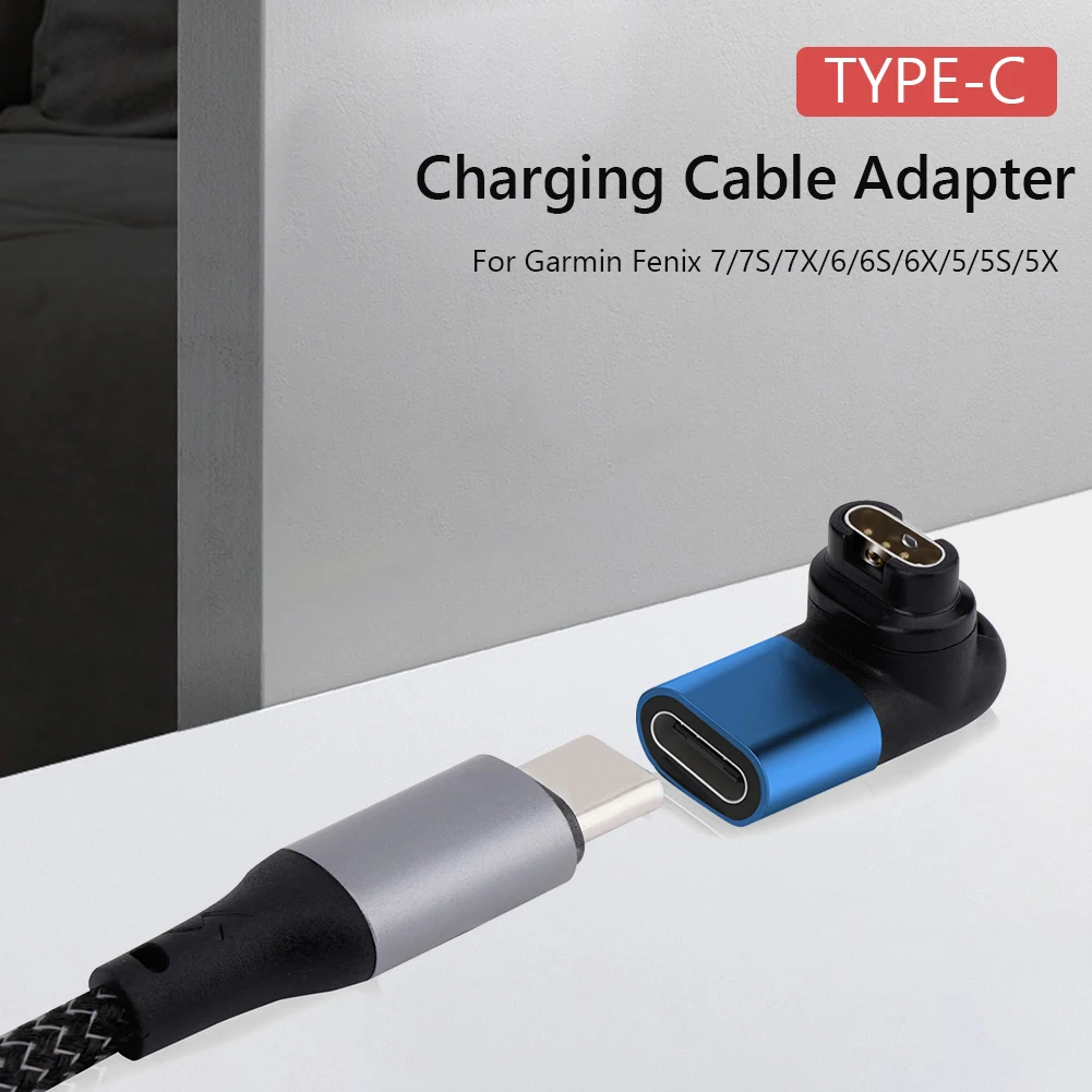 Type C Charger Base Adapter Replacement Charging Connector Smart Watch 90 Degree Elbow Accessories for Garmin Fenix 7/7S/7X/6