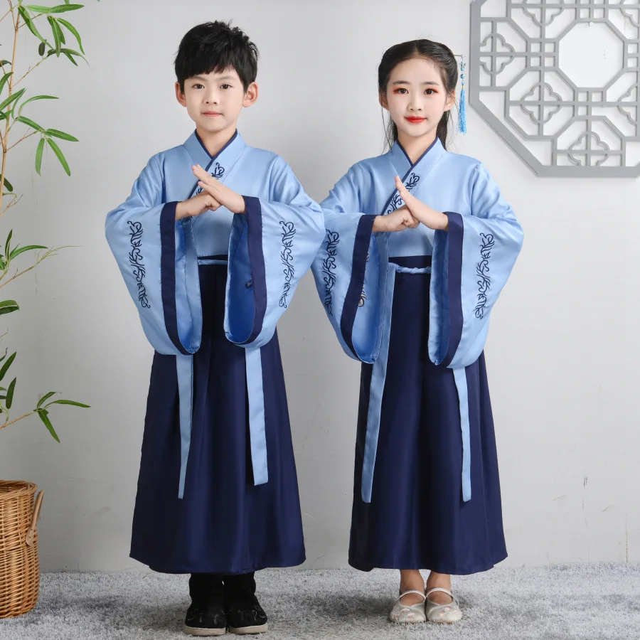 Stage Baby Hanfu Dress Set Kids Cosplay Children Ancient Costume Outfit Girl Boy Tops Skirt Suit Chinese Traditional Clothes
