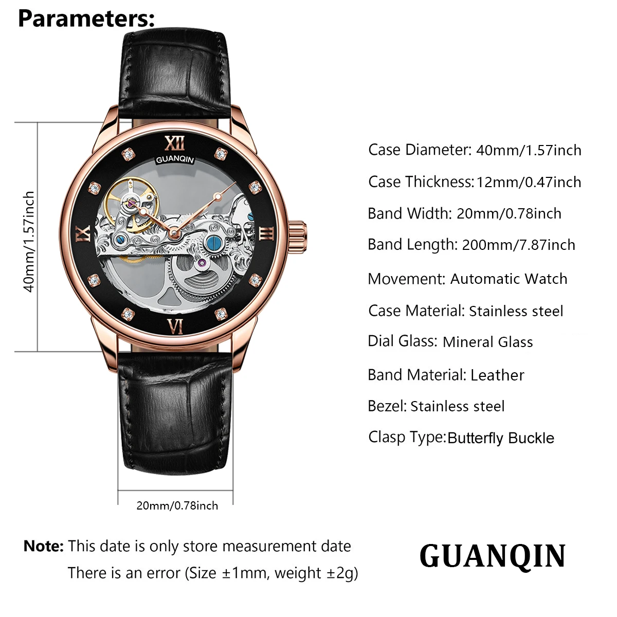2024 New GUANQIN Mens Mechanical Watches Top Brand Luxury Automatic Watch For Men Waterproof Sports Men Wristwatch Clock Leather