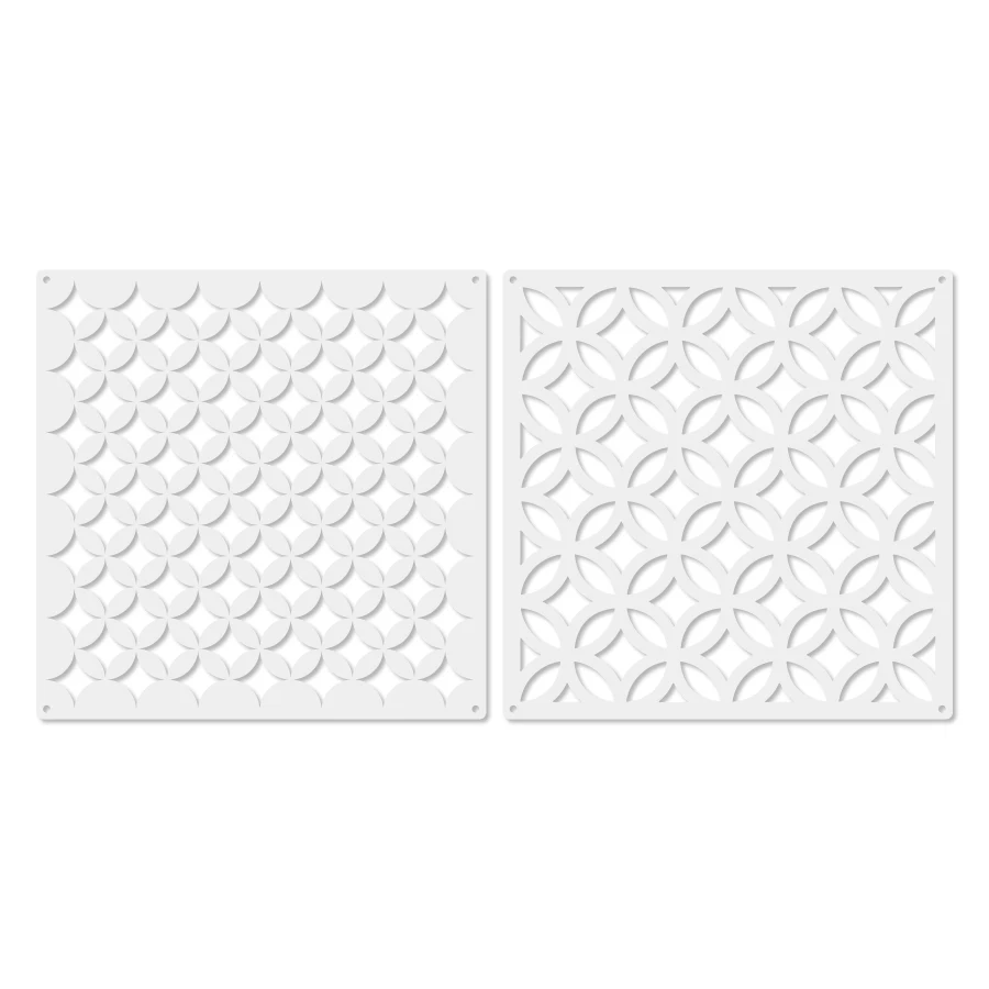 2PCS 11.8x11.8 인치 기하학적 타일 스텐실 원활한 패턴 템플릿 DIY 바닥 벽화 홈 D용 재사용 가능한 드로잉 스텐실