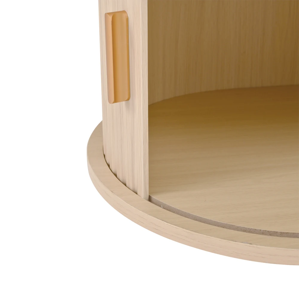 Ovaler TV-Ständer für 70-Zoll-Fernseher – Rattan-Design, Schubladen + Schiebetüren, Lowboard aus MDF-Holz, kratzfester TV-Schrank mit Stauraum – Detail 25